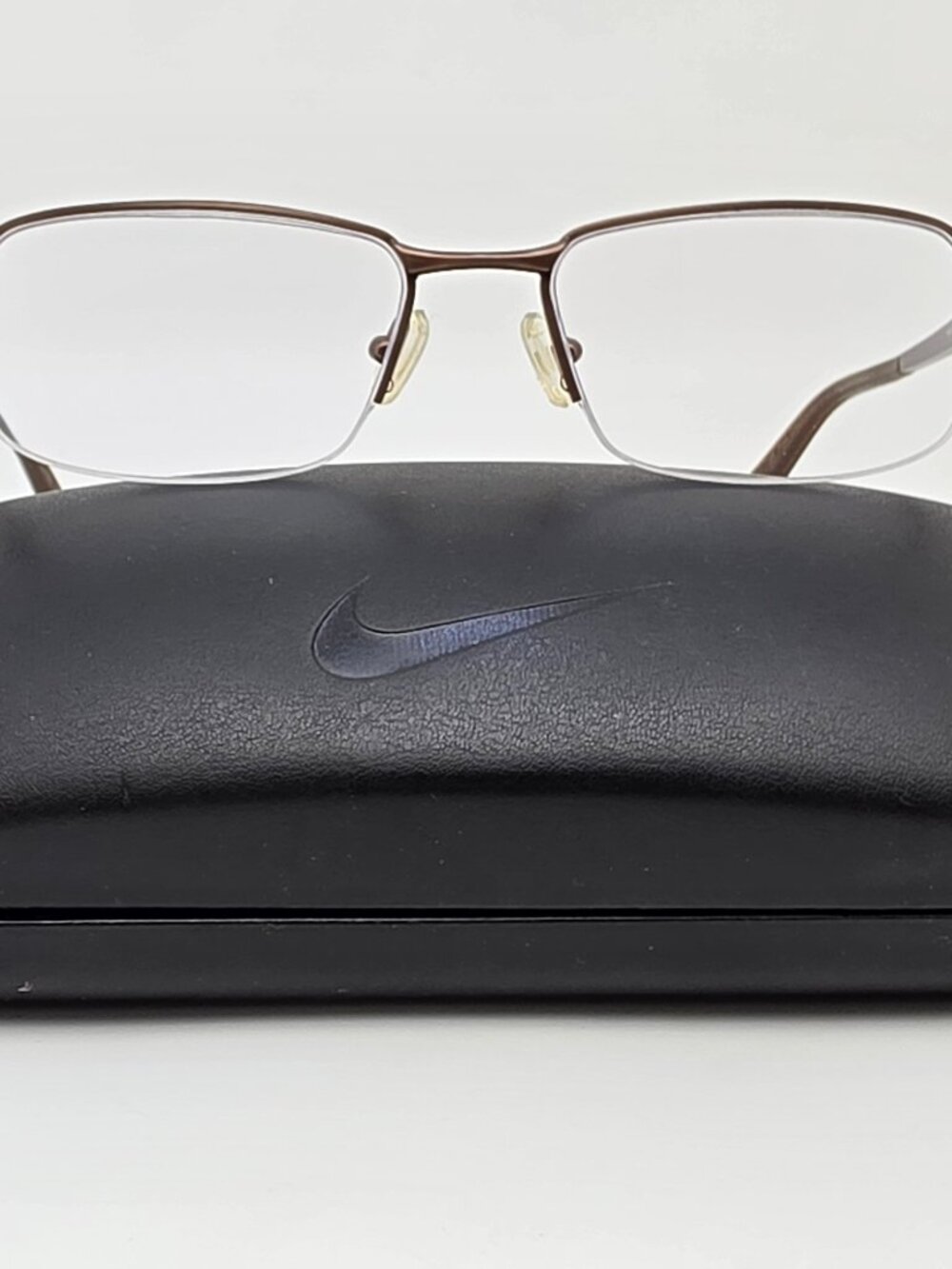 Nike 6032 259 Satin Brown Semi Rimless Titanium Eyeglasses Frame w/ Case 51mm